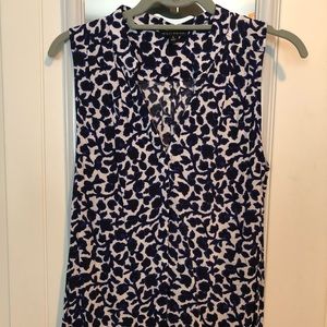 Blue, black and white floral tank by Willi Smith